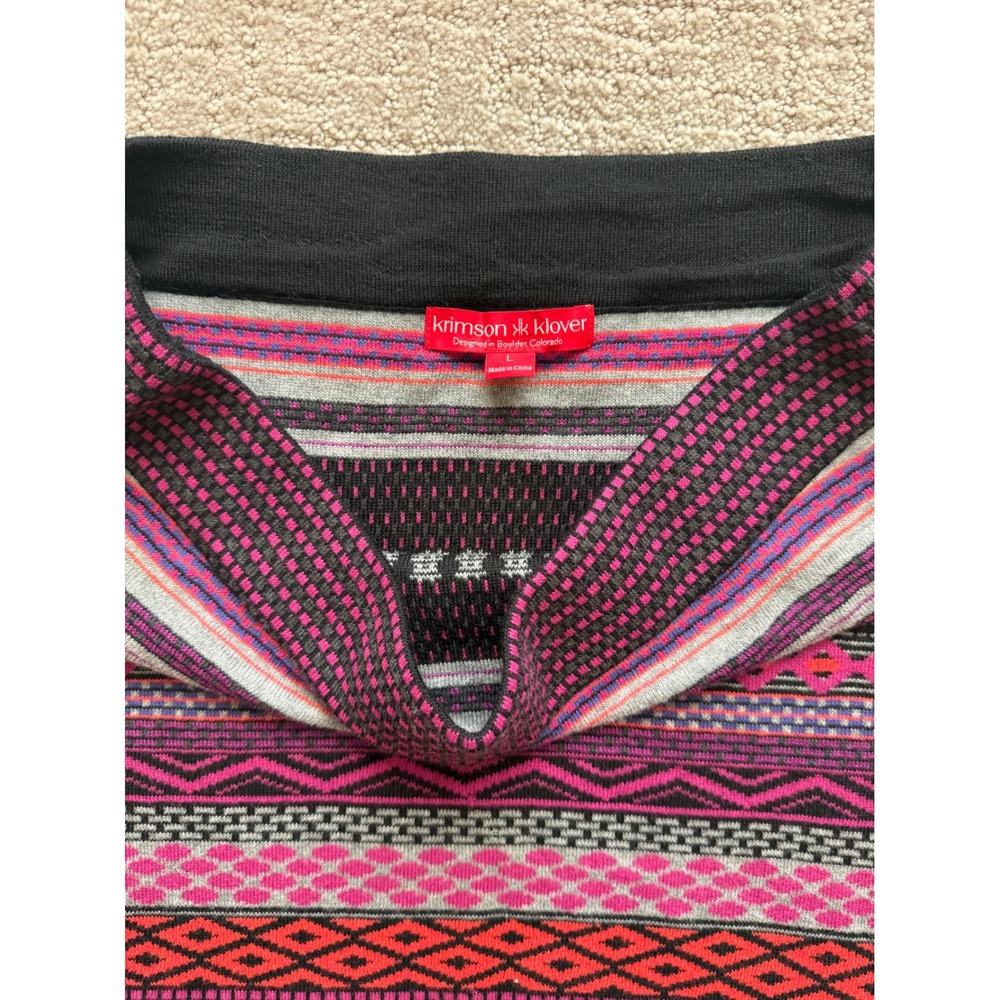 Krimson Klover Ethnic Fair Isle Merino Wool silk Pull On Skirt Women L Knit EUC - Picture 4 of 6